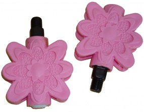 PEDALES PLASTICOS NIÑO 1/2 ROSA ( FLORES )